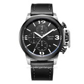 Alexandre Christie AC 6280 MC Black Silver Leather Strap